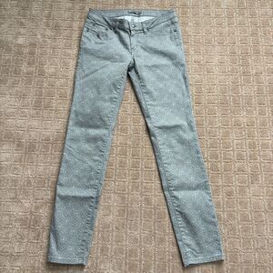 Prana Kara Skinny Jeans Women's 6/28 Silver Gray Artsy Kaleidoscope Geo Abstract